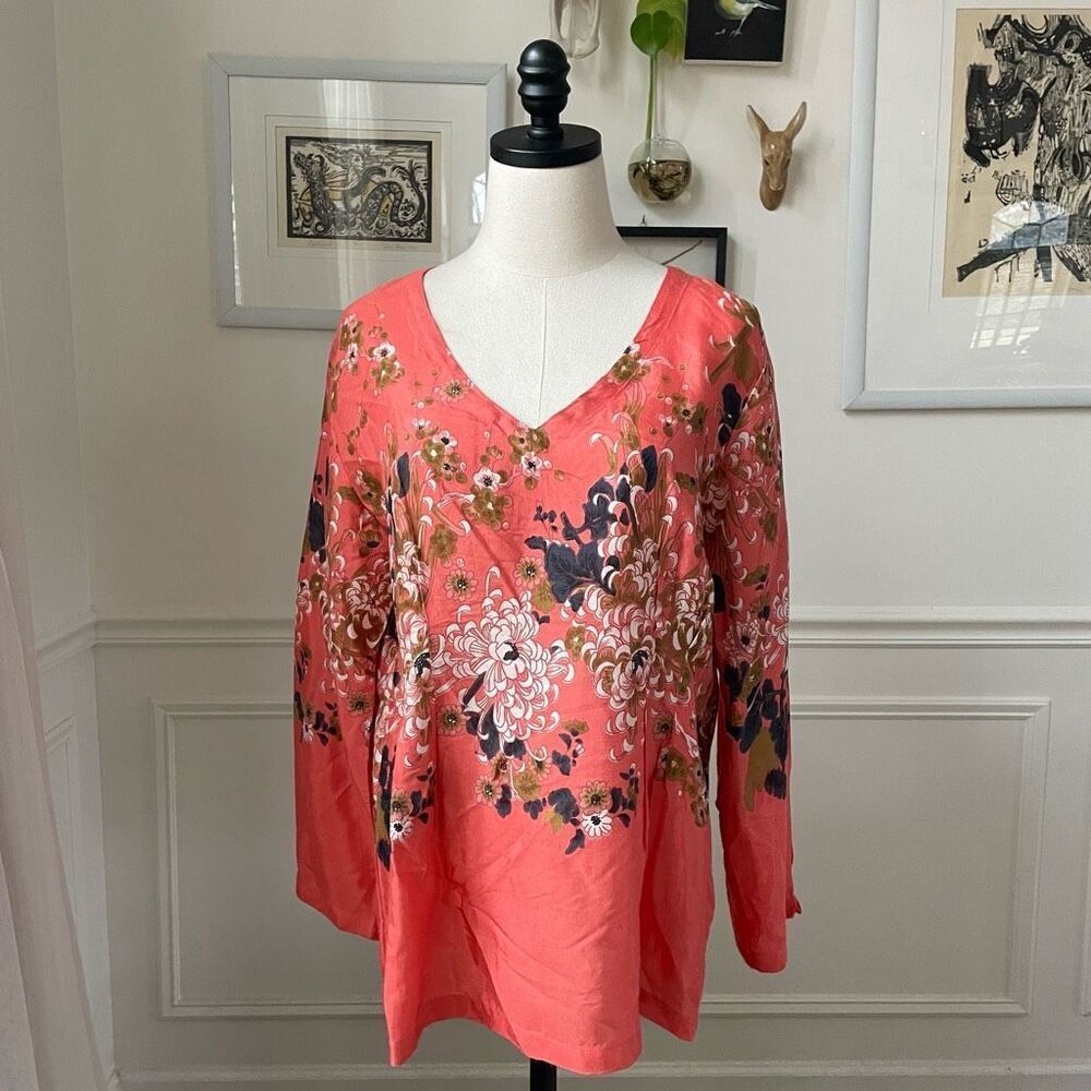 Masai Copenhagen Neiman Marcus Dafna Coral Blush Floral Top $130 M